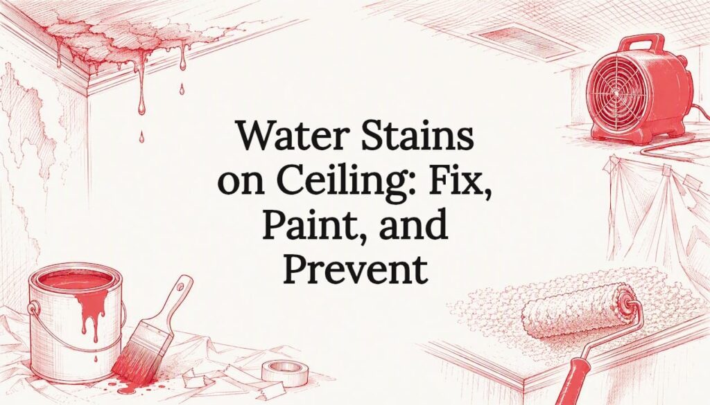 Decorative title card illustration for water stain ceiling repair article
