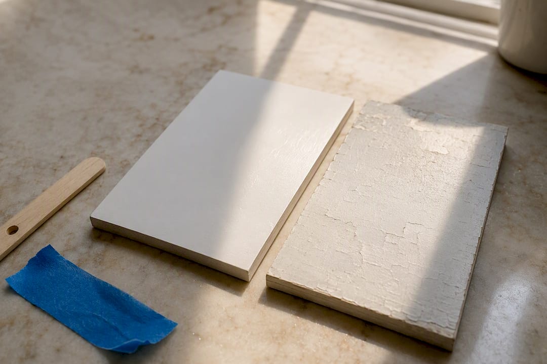 Two contrasting paint samples side by side