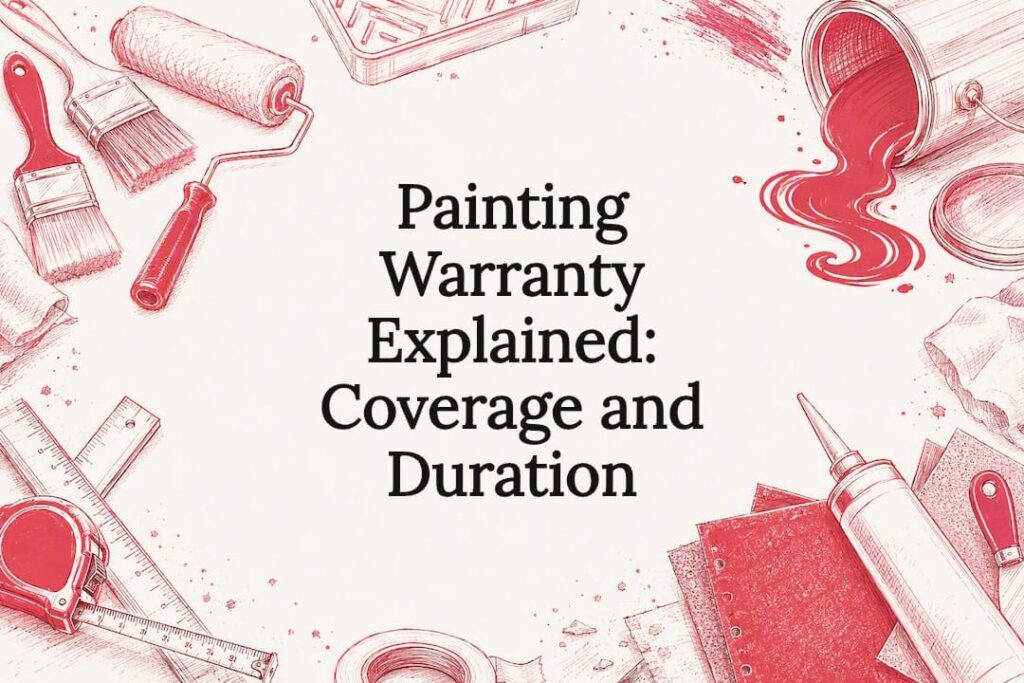 Decorative title card with painting tools illustrations