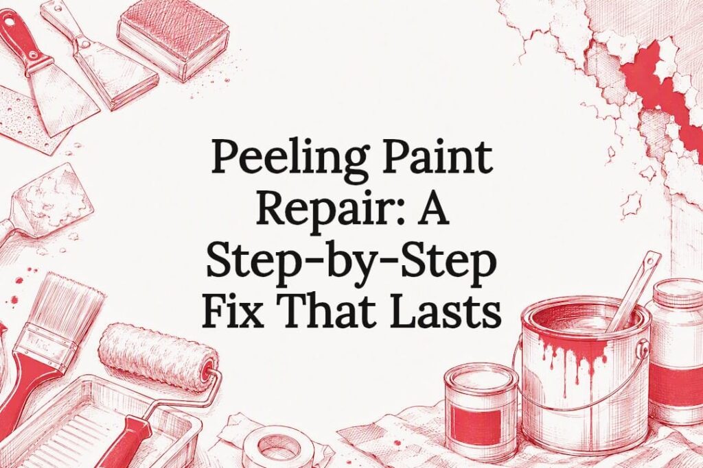 Decorative title card illustration for peeling paint repair article