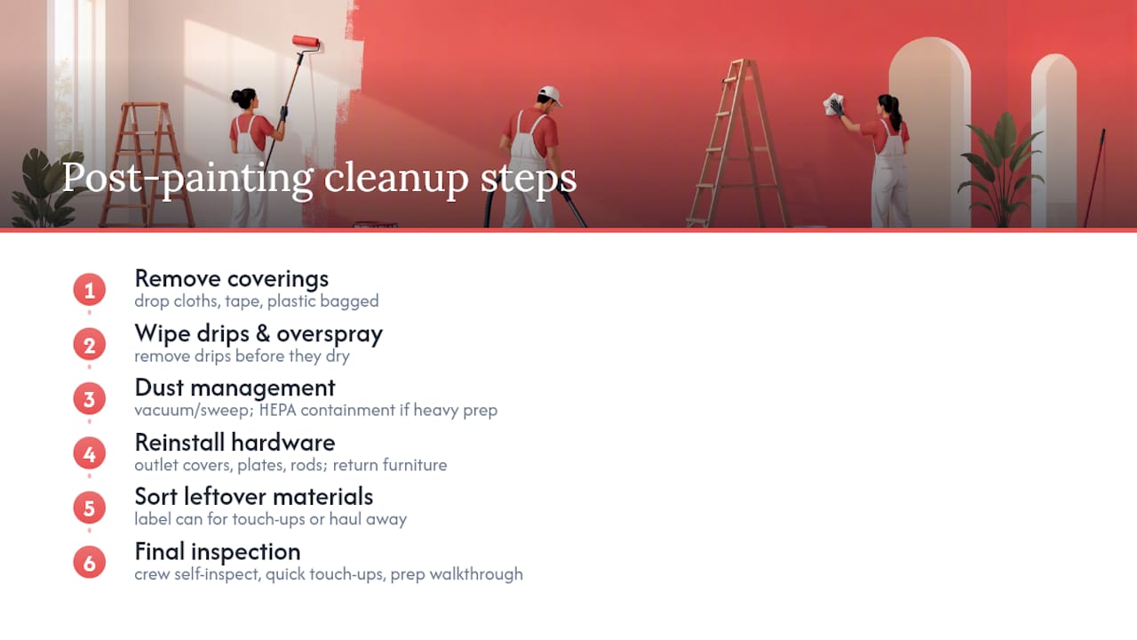 Step-by-step post painting cleanup process diagram
