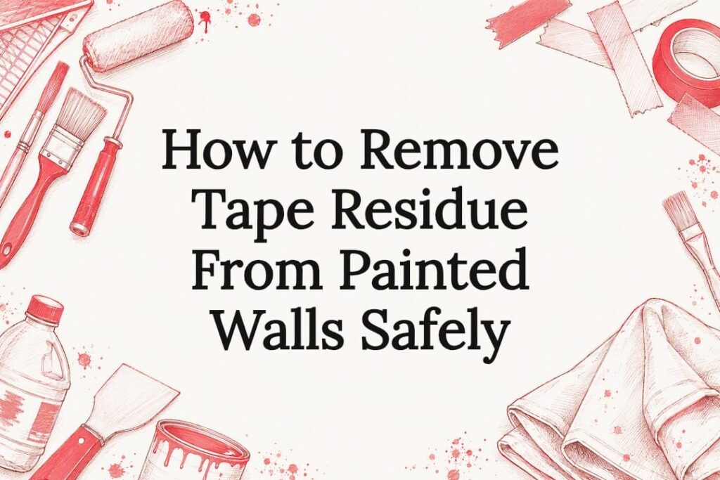 Decorative title card illustration of painter's tools and tape