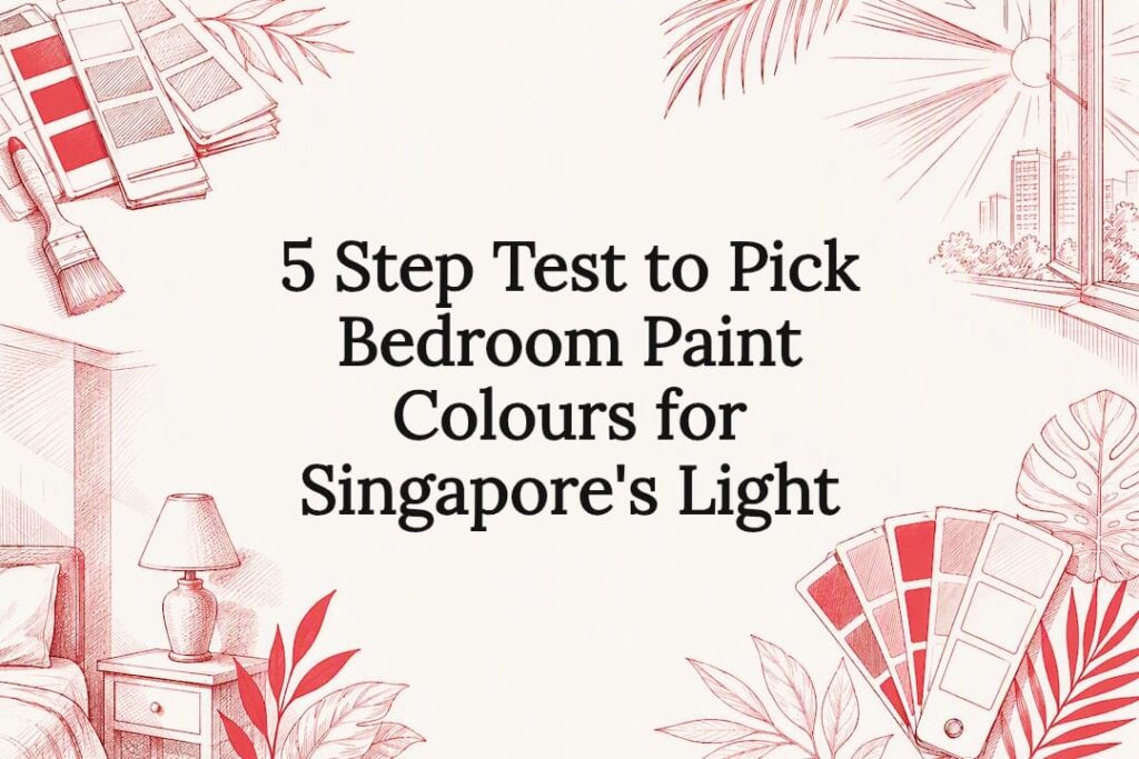 Hand-drawn bedroom paint colour title card