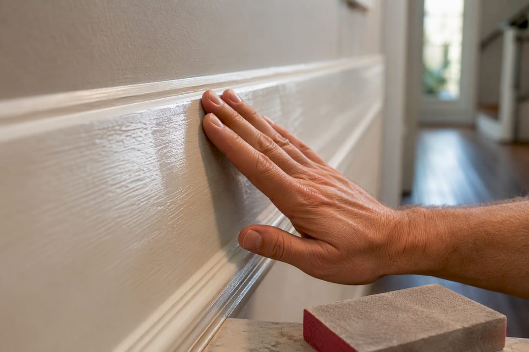 Hand checking deglossed painted trim