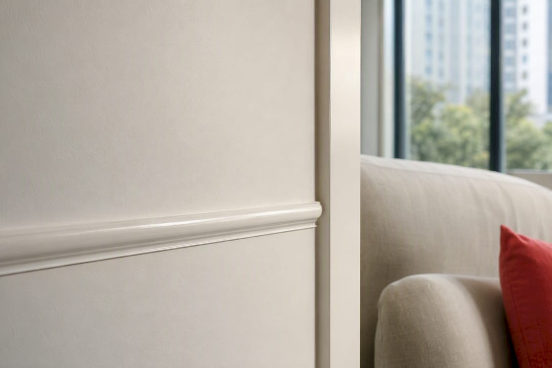 Matte wall beside satin finished trim
